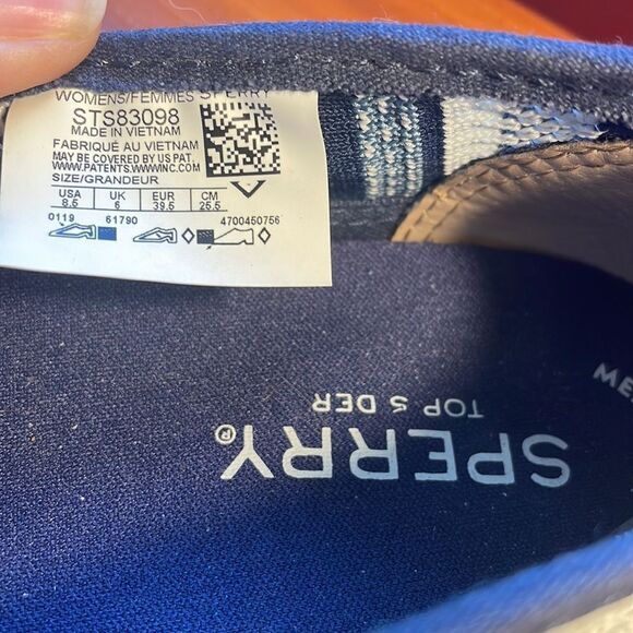 Blue and white memory foam Sperry shoes. Sz 8.5 - Picture 2 of 5